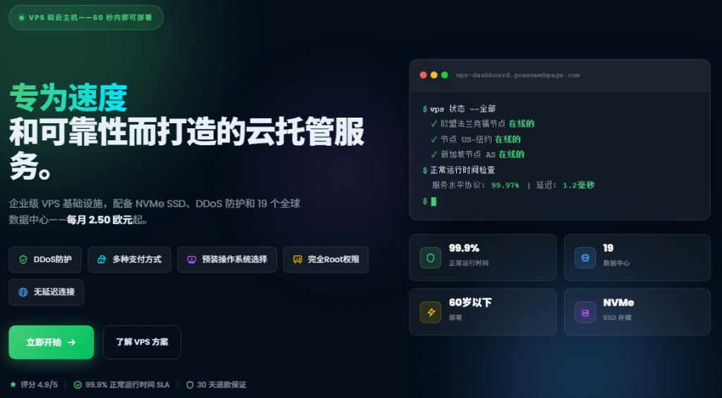 图片[1]-GreenWebPage AMD EPYC KVM VPS 每年仅需 14.99 欧元起 美国/欧盟/亚洲 五折优惠 数量有限-特资啦！个人资源分享站