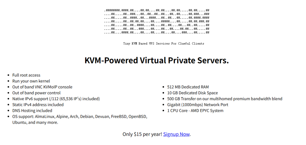 图片[1]-Tiny KVM Linux and BSD VPS hosting 12美元一年廉价VPS-特资啦！个人资源分享站